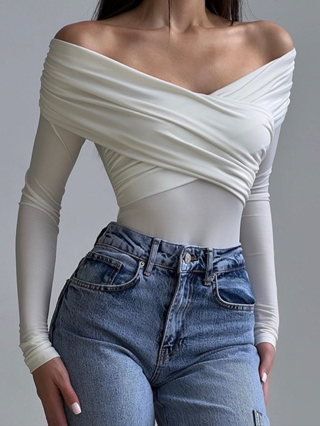 Flirty Fit Off-Shoulder Bodysuit - White